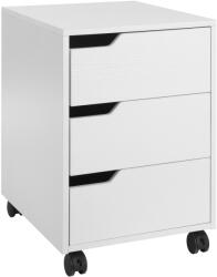 HomCom 3 Fiókos Irodai Szekrény, Rejtett Fogantyúkkal, 4 Kerekű Irodai Szekrény, 40x50x57, 5 cm, Fehér