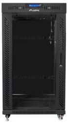 Lanberg 19" szabadon álló rack szekrény 22U/800X1000 üvegajtó, lapraszerelt, LCD kijelző, fekete V2 FF01-8822-12BL (FF01-8822-12BL)