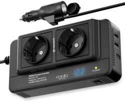 Techsuit Invertor pentru Masina USB, Type-C, 200W - PowerDriveX (IA2) - Black (KF2354088)