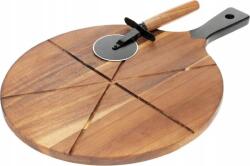 Excellent Houseware Fa Kerek Pizza Vágódeszka Készlet Pizzavágóval 30 cm (Ori_279909) (Ori_279909)