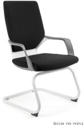 UNIQUE APOLLO SKID prémium tárgyalószék, szánkótalpas, fehér váz, fekete szövet