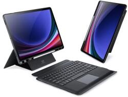 Dux Ducis tok álló, bőr hatású (FLIP, mágneses bluetooth billentyűzet, asztali tartó, QWERTY, angol nyelvű) FEKETE Samsung Galaxy Tab S10 Plus LTE (SM-X826B) / Galaxy Tab S10 Plus WIFI (SM-X820) (GP-162930) (GP