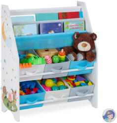 Relaxdays Erdei állatmintás Gyerek játéktároló 6 dobozzal és 2 akasztós rekesszel 10030547_469