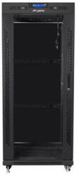 Lanberg 19" szabadon álló rack szekrény 27U/600X600 üvegajtó, lapraszerelt, LCD kijelző, fekete V2 (FF01-6627-12BL) - mzona