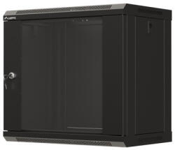 Lanberg 19" fali rack szekrény 9U/540X350 üvegajtó, lapraszerelt, fekete (WF03-5309-10B) - mzona