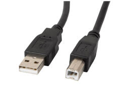 Lanberg USB-A (M)->USB-B (M) 2.0 kábel, 1 m, fekete (CA-USBA-10CC-0010-BK)