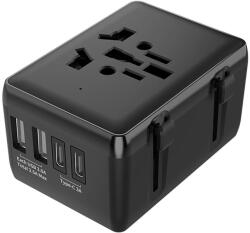 Techsuit Incarcator de retea Adaptor pentru Priza 15W, 2xUSB-C, 2xUSB, EU, UK, AUS, US - (HHt204A) - Black (KF2331249) - pcone