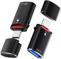 Techsuit Cititor de Carduri 2in1, Adaptor, 3A, Aluminiu - Techsuit AluVoltX (CC1) - Black (KF2348344) - pcone