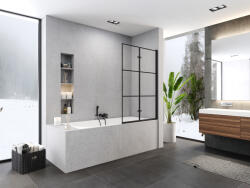 New Trendy Swing 100 cm harmonika ajtós kádparaván, fekete profillal, jobbos vagy balos irányú