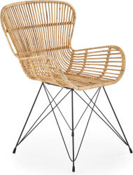 Halmar Fotel K335, természetes rattan és fekete fém