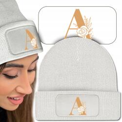  Meleg Téli Sapka Fehér Betűk Monogramok Minták (Czapka Zimowa Biała Beanie Z Nadrukiem)
