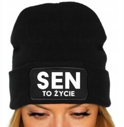  Téli Sapka Fekete Unisex Beanie Ifjúsági Trendek Ajándék Alvás Az Élet (Czapka Czarna SEN TO ŻYCIE)