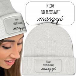  Meleg Téli Sapka Ne Hagyd Abba Az Álmodozást Minták (Czapka Zimowa Biała Beanie Z Nadrukiem)