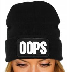  Téli Sapka Fekete Beanie Pamut Ajándék Trendy Viral Tiktok Oops (Czapka Zimowa Czarna OOPS)