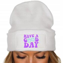  Őszi Pamut Téli Sapka Meleg Fehér Beanie Have A Good Day Minták (Czapka Zimowa Biała Beanie Z Nadrukiem)