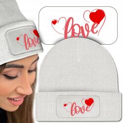  Meleg Téli Sapka Fehér Love Sok Divatos Minta (Czapka Zimowa Biała Beanie Z Nadrukiem)