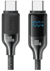 USAMS USB-C to USB-C kábel 100W 1.2m Digital Display cink ötvözet - gyors töltésű adatkábel HX Seri (SJ742USB01)
