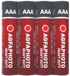 AgfaPhoto Elem, AAA, 4 db, féltartós (szén-cink), zsugor, AGFAPHOTO "Heavy Duty (AGHDAAA4) - papirtar