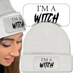  Meleg Téli Sapka Fehér Boszorkány Witch Minták (Czapka Zimowa Biała Beanie Z Nadrukiem)