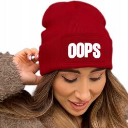  Téli Sapka Piros Unisex Beanie Ifjúsági Trendek TikTok Ajándék Oops (Czapka Czerwona OOPS)