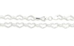 Ezüst karkötő préselt szívecske alakú szemekből