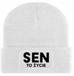  Sapka Fehér Téli Őszi Pamut Álom Az Élet Beanie Unisex Ajándék (Czapka Zimowa Biała SEN TO ŻYCIE)
