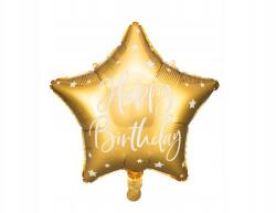 Party Deco Kik KX4551 Fólia lufi csillaggal, Boldog születésnapot, 40cm, arany