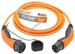 LAPP Type2 töltőkábel 3m 32A 3-fázis 22kW narancs (5555934040)