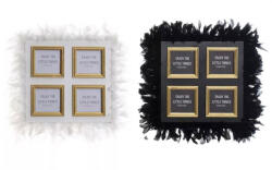  4 részes pihe puha tollas képkeret arany keretekkel, fekete vagy fehér színben - 45cm