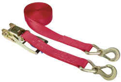 Kerbl Racsnis rögzítőheveder, kampóval és gyűrűvel, 50 mm / 8 m, piros