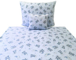  Flanel ágynemű huzat 3 részes 140x200 cm / babakék alapon felhő - maci mintás
