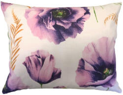  Pamut kispárna huzat - 40x50 cm / lila pipacs virág mintás