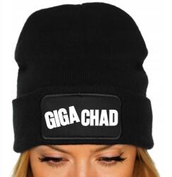  Téli Sapka Fekete Beanie Pamut Ajándék Trend Ifjúsági Giga Chad (Czapka Zimowa Czarna GIGA CHAD)
