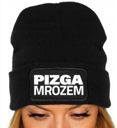  Téli Sapka Beanie Fekete Ajándék Meleg Pizza Fagy Vicces Unisex (Czapka CZARNA PIZGA MROZEM)