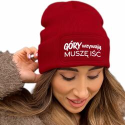  Téli Sapka Beanie Piros Ajándék Hegyrajongóknak A Hegyek Hívnak, Hogy Menjek (Czapka CZERWONA GÓRY WZYWAJĄ MUSZĘ IŚĆ)