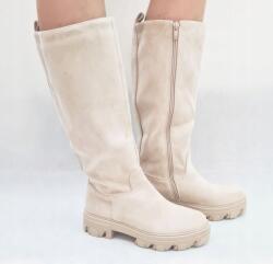  Új Bézs Lapos Magasszárú Csizma Trapper Cipő 41-ES (DE1052S)