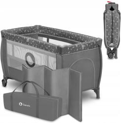 Lionelo Utazóágy Stefi Plus Szürke Fehér (Łóżeczko Turystyczne Kojec dla Dzieci 0-3 Lat)