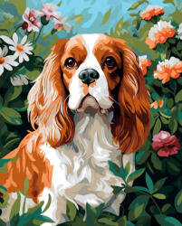 Alkotásutca Kutyus a kertben - Számfestő készlet kereten 40x50