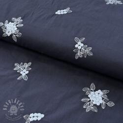  Pamutvászon VOILE EMBROIDERY Flowers navy