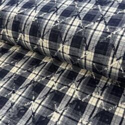  Pamutvászon YARN DYED BRUSHED Check EMBROIDERY navy