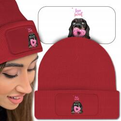  Téli Kényelmes Sapka Piros Kutya Vicces Minták (Czapka Zimowa Czerwona Beanie Z Nadrukiem)