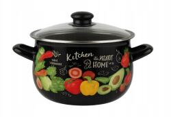 Net-Pol Zománcozott Fazék Hordó Fedővel Fekete Zöldség Zománc 2, 1L 16CM Net-po (5905386787147)