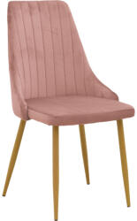 FDY Scaun Bucatarie/Dining Azmer Catifea Roz, Picioare Metalice Finisaj Lemn