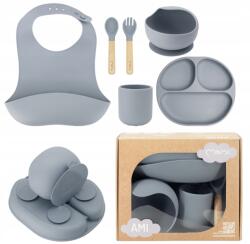 MoMi Gyerek szilikon étkezőgarnitúra Ami szürke (KJZMMAMI1GR)