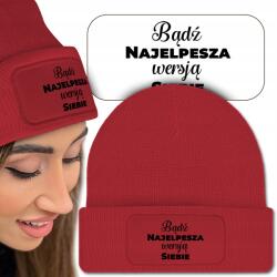  Meleg Téli Sapka Piros Motivációs Minták (Czapka Zimowa Czerwona Beanie Z Nadrukiem)