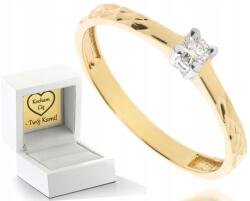  Klasszikus Tipikus Eljegyzési Gyűrű Gyémánttal 585 Gravírozás (DLA DZIEWCZYNY NARZECZONEJ) - allegro - 179 845 Ft