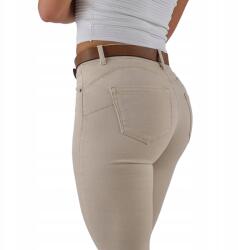 M. Sara pántos farmer nadrág női csőnadrág bézs Push Up (S0026-103)