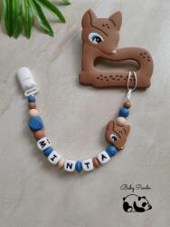 Baby Panda Névre szóló rágcsalánc - Őzike - barna - kék