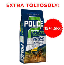  Police | Adult Hypoallergenic Rabbit with Rice & Cranberry - csirkementes, szuperprémium felnőtt kutyatáp - 15 kg + 1, 5 kg