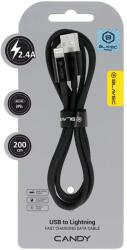 Blavec Cable Candy fonott - USB-ről Lightningre - 2, 4A 2 méter (CCA-UL24B20) fekete